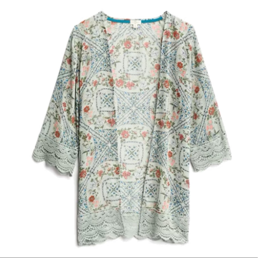Mason & Belle Crochet Open Front Kimono/Cover